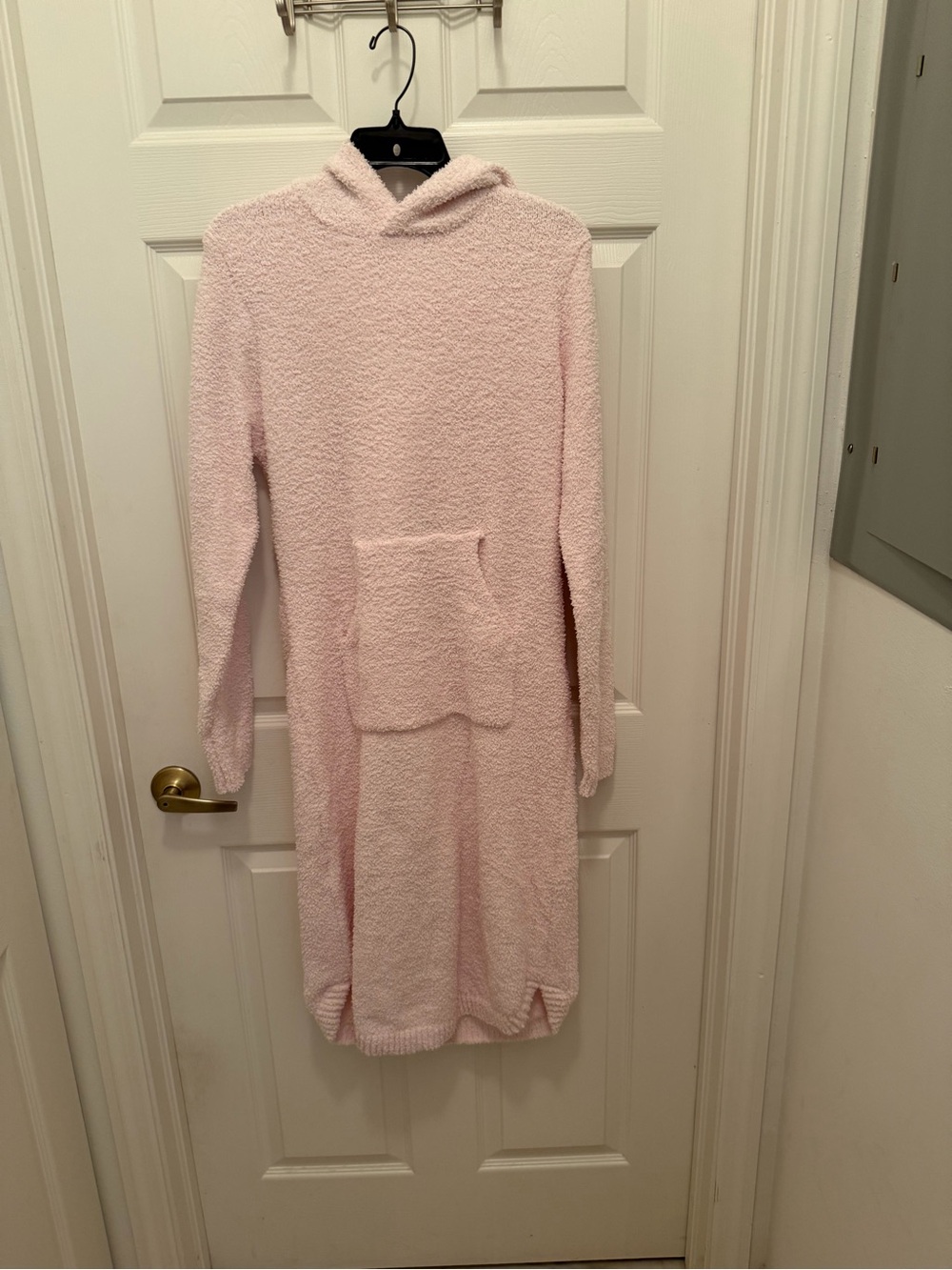 Cozy Hooded Pullover Dress - Light Pink